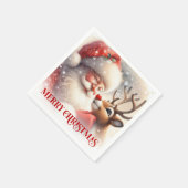 Serviette En Papier Merry Santa Claus Rudolph Holiday Dinner Party  (Coin)