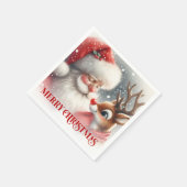 Serviette En Papier Merry Santa Claus Rudolph Holiday Party Dinner   (Coin)