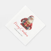 Serviette En Papier Merry Santa Claus Rustic Custom Editable Napkins (Coin)