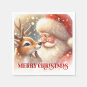Serviette En Papier Merry Santa Rudolph Festive Christmas Napkins  (Devant)