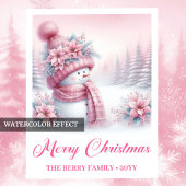 Serviette En Papier Merry Winter Scene Pink Snowman Christmas Napkins 