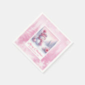 Serviette En Papier Merry Winter Scene Pink Snowman Christmas Napkins  (Coin)