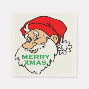 SERVIETTE EN PAPIER "MERRY XMAS" PÈRE NOËL