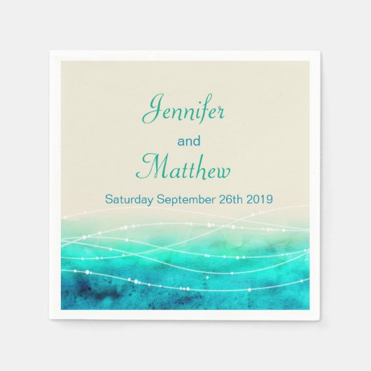 Serviette En Papier Mers étincelantes peintes aqua bleu crème papier s (Devant)