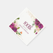 Serviette En Papier Merveilleuse Fleurs Roses Femmes 100e fête d'anniv (Coin)