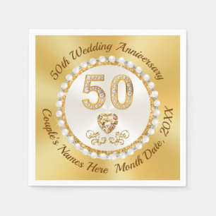 Serviette En Papier Merveilleuse serviettes du 50e anniversaire, 3 tai