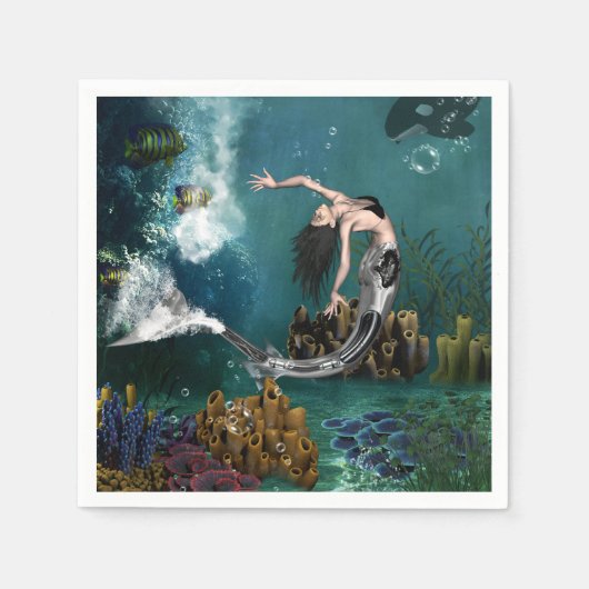 Serviette En Papier Merveilleuse sirène à vapeur (Devant)