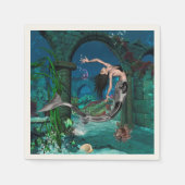 Serviette En Papier Merveilleuse sirène avec poisson imaginaire (Devant)