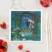 Serviette En Papier Merveilleuse sirène avec poisson imaginaire (En situation)