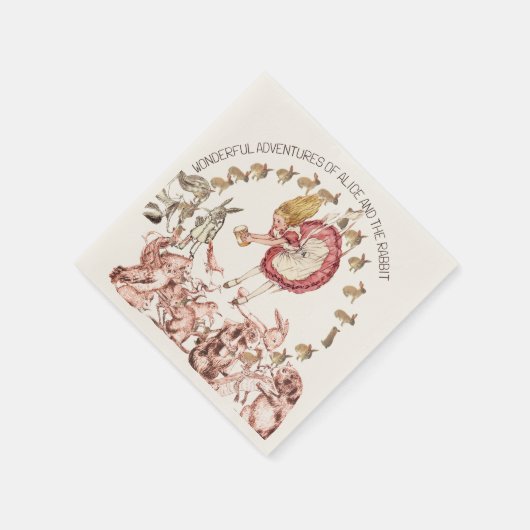 Serviette En Papier Merveilleuses aventures d'Alice White Rabbit | (Coin)