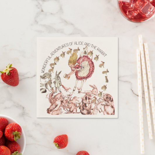 Serviette En Papier Merveilleuses aventures d'Alice White Rabbit | (En situation)