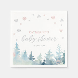Serviette En Papier Merveilleux Paysage d'Hiver Argenté et Rose pour u