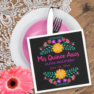 Serviette En Papier Mes Quinze Ans Fête Mexicaine Quincenera Noir