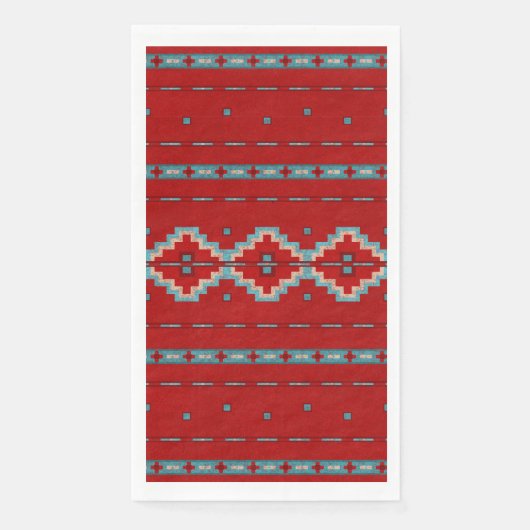 Serviette En Papier Mésas Sud-Ouest Rouge & Turquoise (Devant)