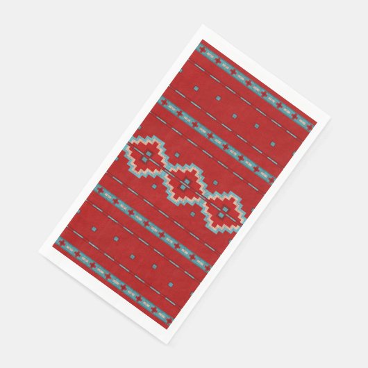 Serviette En Papier Mésas Sud-Ouest Rouge & Turquoise (Coin)
