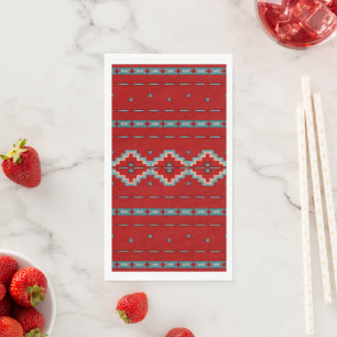 Serviette En Papier Mésas Sud-Ouest Rouge & Turquoise