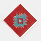 Serviette En Papier Mésas Sud-Ouest Rouge & Turquoise (Coin)