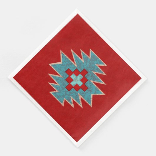 Serviette En Papier Mésas Sud-Ouest Rouge & Turquoise (Coin)