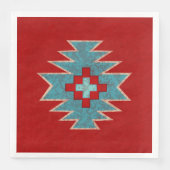 Serviette En Papier Mésas Sud-Ouest Rouge & Turquoise (Devant)