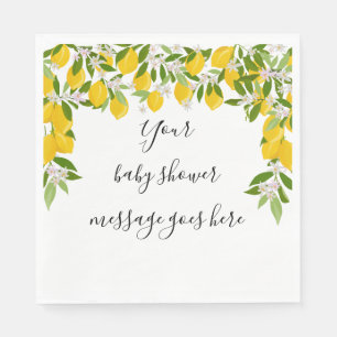 Serviette En Papier Message Baby shower aux citrons fleuris