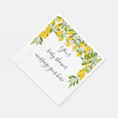 Serviette En Papier Message Baby shower aux citrons fleuris (Coin)