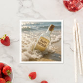 Serviette En Papier Message d'anniversaire dans une bouteille (En situation)