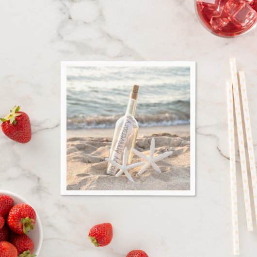 Serviette En Papier Message d'anniversaire heureux en bouteille (En situation)