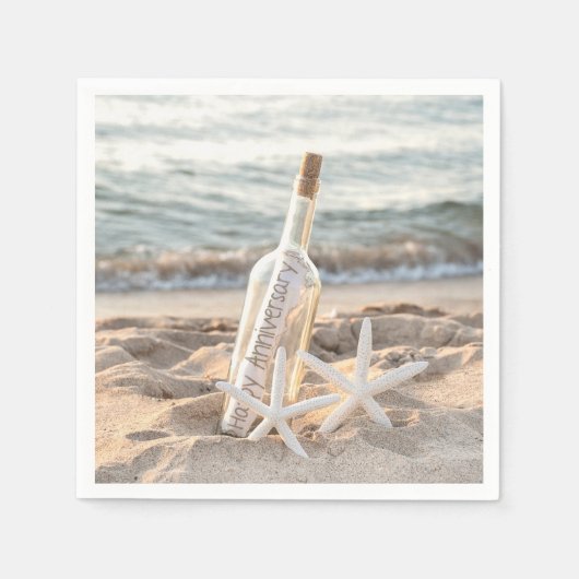 Serviette En Papier Message d'anniversaire heureux en bouteille (Devant)