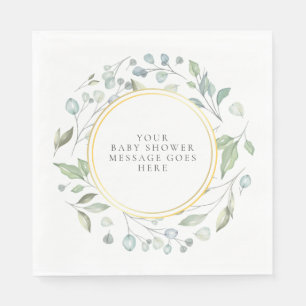 Serviette En Papier Message de Baby Shower Couronne de Laurier Élégant