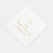 Serviette En Papier Message de baptême simple Croix d'or (Coin)