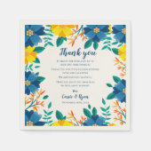 Serviette En Papier Message de Merci Mariage bleu jaune chic (Devant)