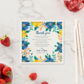 Serviette En Papier Message de Merci Mariage bleu jaune chic (En situation)