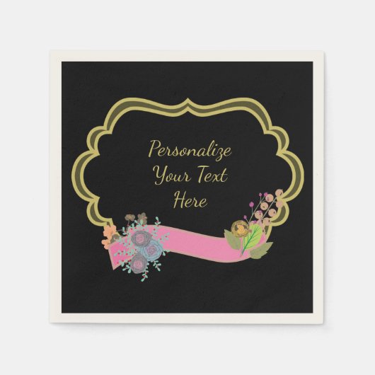 Serviette En Papier Message de trame de frontière Ruban rose Personnal (Devant)