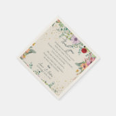 Serviette En Papier Message Fleur sauvage Mariage de Merci Floral (Coin)