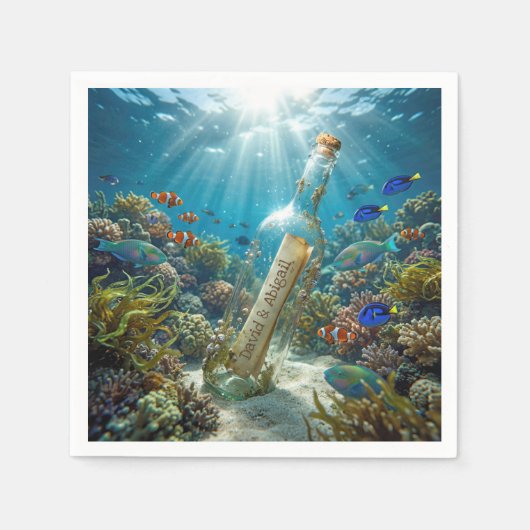 Serviette En Papier Message in a Bottle with Names (Devant)