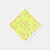 Serviette En Papier Message personnalisé du Motif de coeur jaune et ro (Coin)