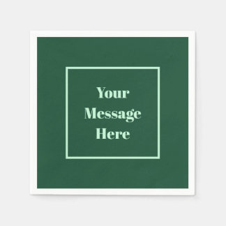 Serviette En Papier Message personnalisé Vert foncé et Parti Vert ment