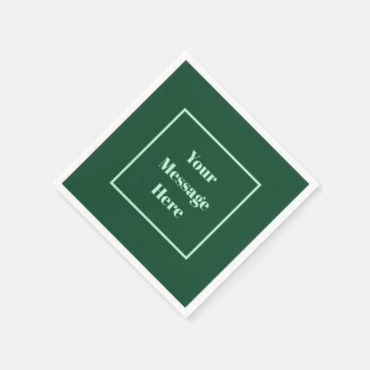 Serviette En Papier Message personnalisé Vert foncé et Parti Vert ment (Coin)