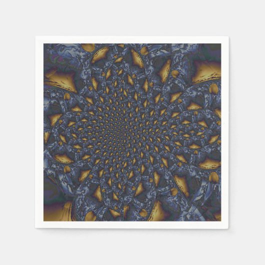 Serviette En Papier Métal Moulé or et argent bleu (Devant)