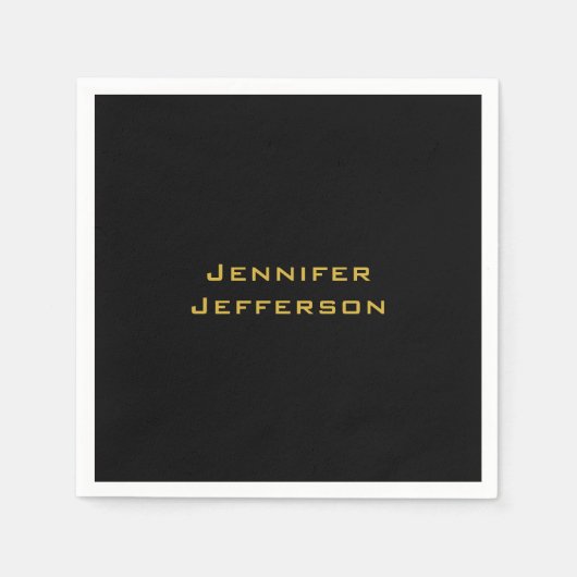 Serviette En Papier Metallic Gold & Black Professional Modern Elegant (Devant)