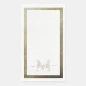 Serviette En Papier Métallic Gold Script Monogramme Mariage élégant (Devant)