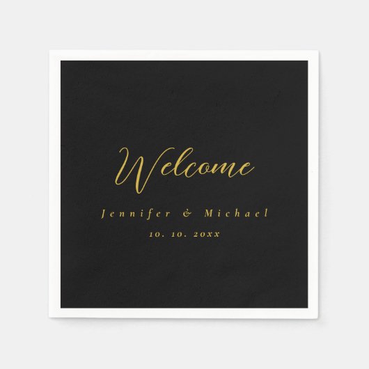 Serviette En Papier Métallique Or & Noir Professionnel Moderne Élégant (Devant)