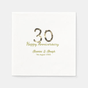 Serviette En Papier Métallisé or 30e Joyeux anniversaire ajoutez nom
