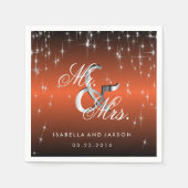 Serviette En Papier Metallo Orange Star Lights Design (Devant)
