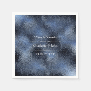 Serviette En Papier Métallurgique Bleu Marine Mariage de verre Événeme