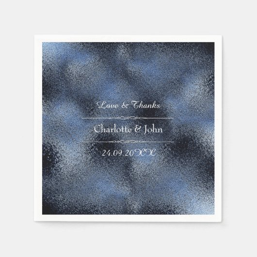 Serviette En Papier Métallurgique Bleu Marine Mariage de verre Événeme (Devant)