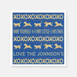 Serviette En Papier Meuble de Noël Marine et or