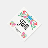 Serviette En Papier mexicaine Fiesta Folk Art Floral initiales Mariage (Coin)