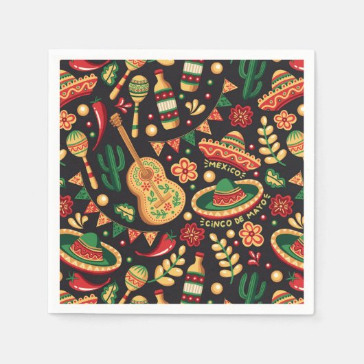 Serviette En Papier Mexican Cinco De Mayo Pattern  (Devant)