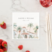 Serviette En Papier Mexique Aquarelle Palm Tree Destination Mariage (En situation)